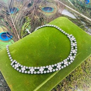 1950s Crystal Triple Layer Marquis Cut Choker Necklace